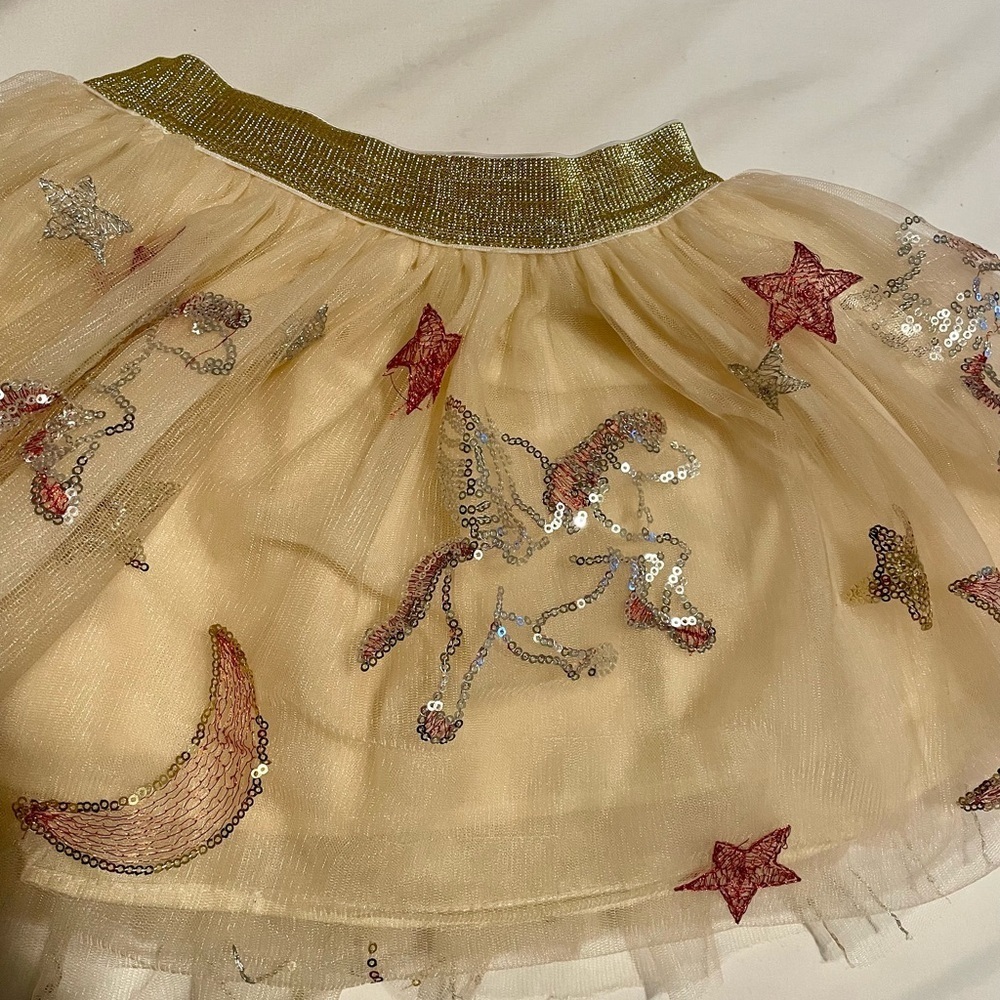 Red Velvet Top with Gold Star Tulle Skirt - Picture 8 of 16